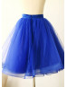 Royal Blue Navy Blue Satin Belt Tulle  Skirt